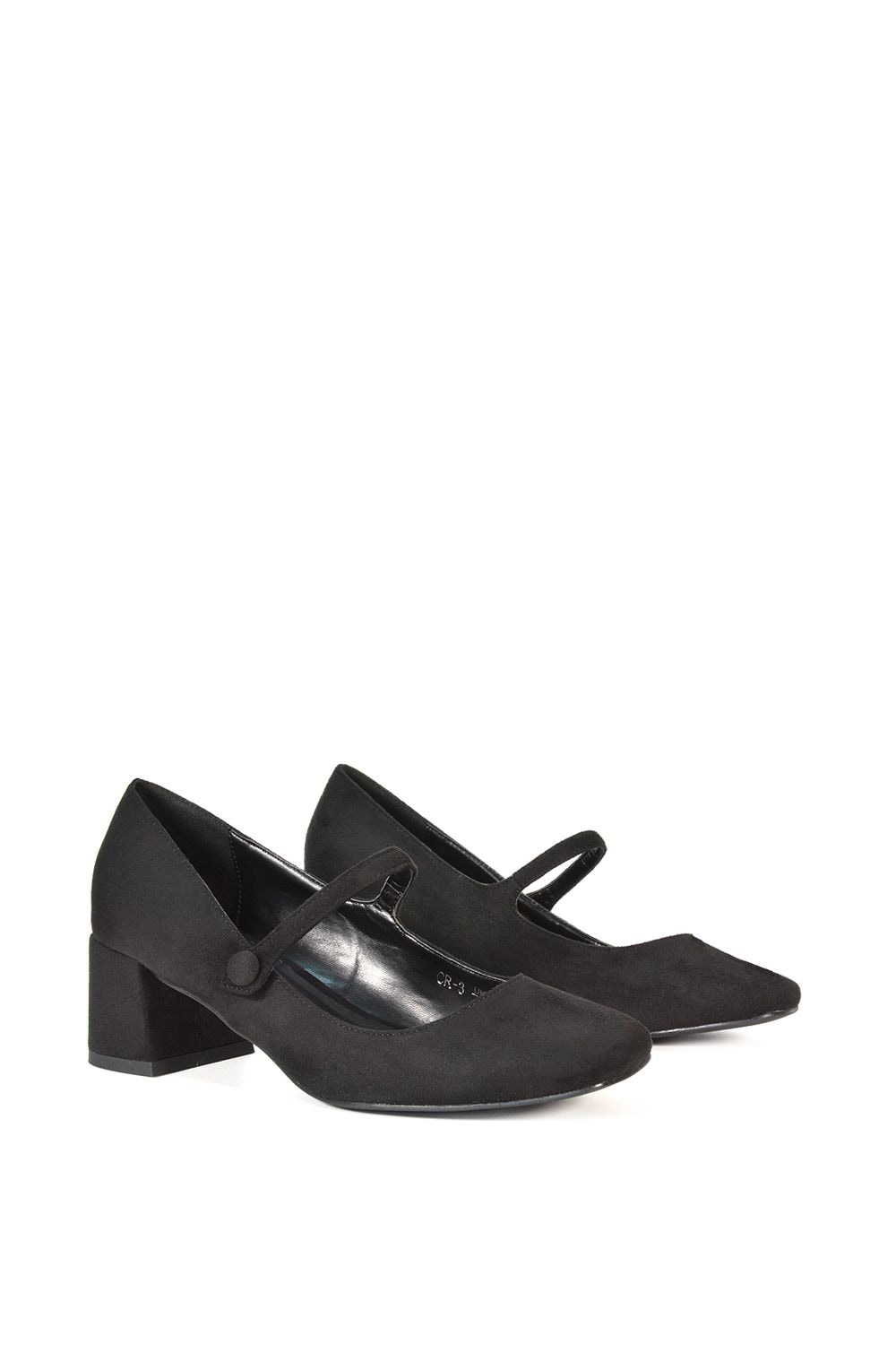 XY London 'Leneka' Low Block Heel Slip On Court Shoes With Front Strap image 3