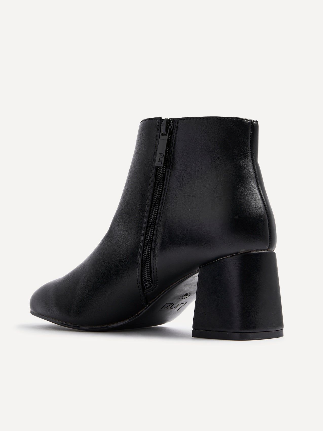 Linzi Verse Black Faux Leather Block Heel Ankle Boot image 5