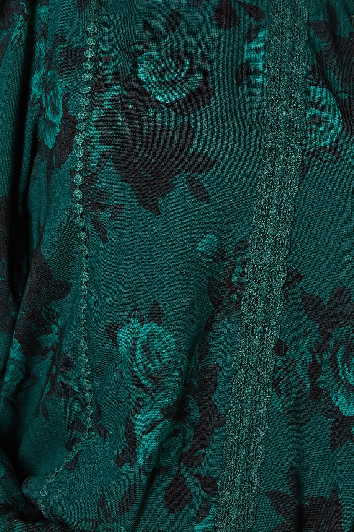 Dorothy Perkins Green Floral Lace Trim Body Long Sleeve Blouse Green image 5