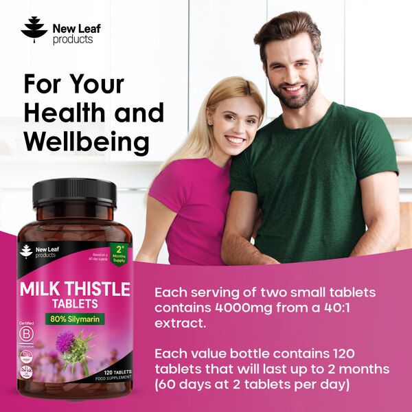 New leaf health Milk Thistle Tablets - 80% Silymarin High Strength - 120 Tablets - Milk Thistle Supplements image 3