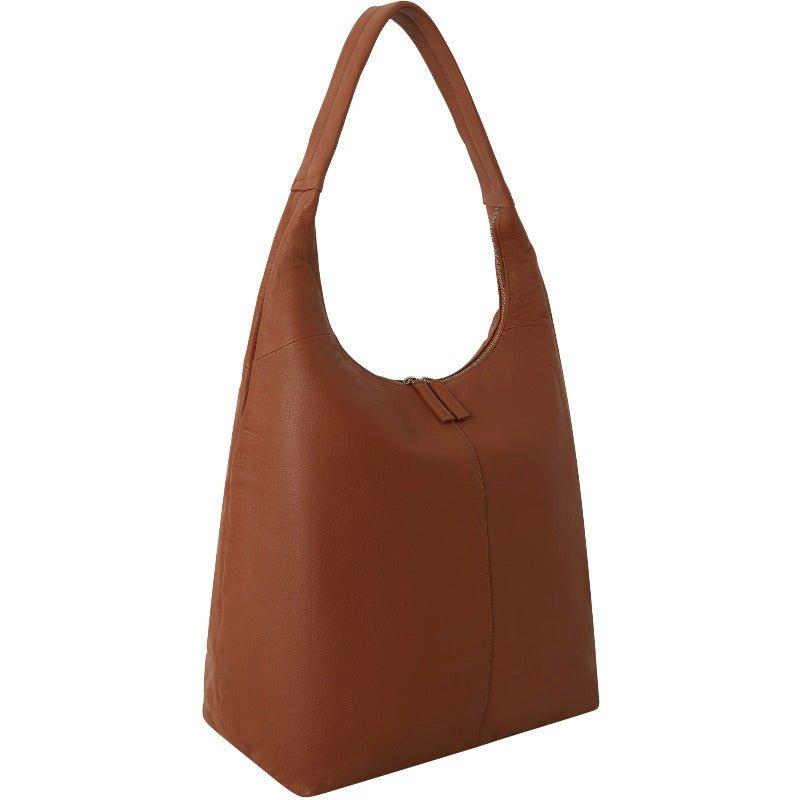 Sostter Camel Large Zip Top Leather Hobo Bag | BXABD image 4