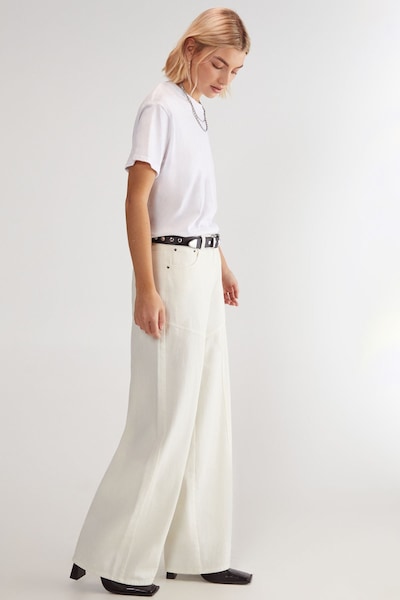 NastyGal Denim Straight Leg Jeans Ecru