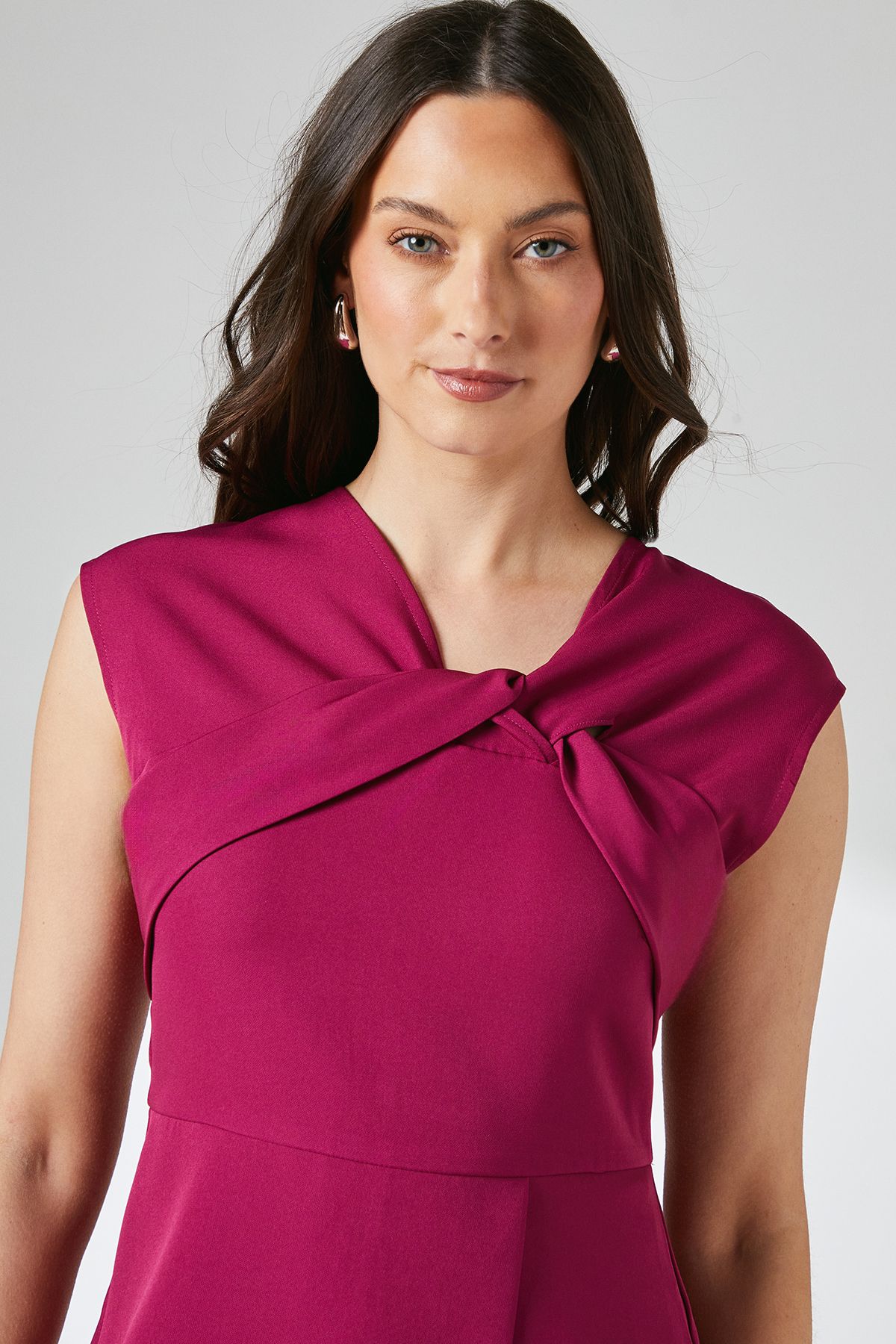 Principles Raspberry Peplum Detail Twist Front Crepe Top Raspberry image 4