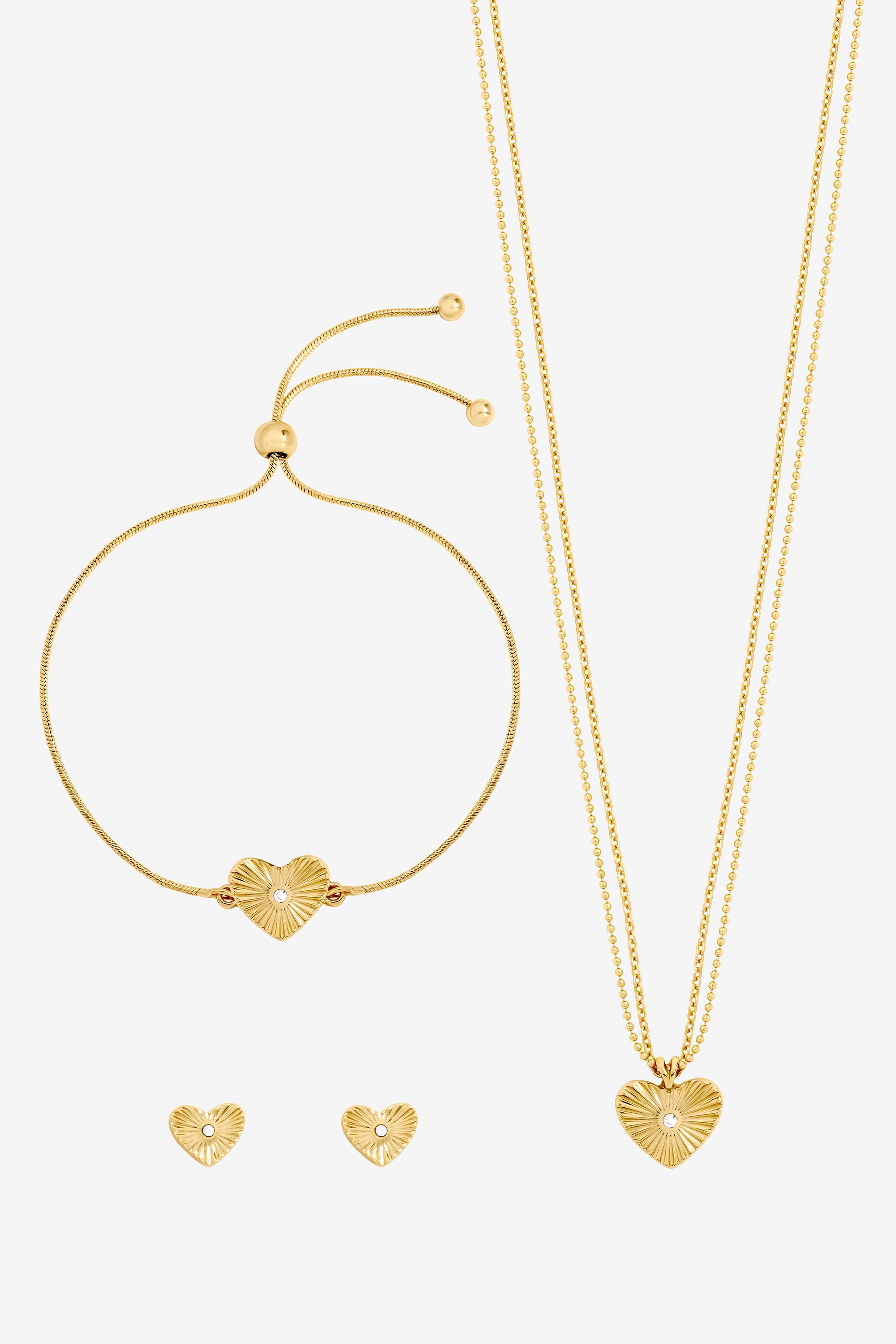 Jon Richard Gold Plated Diamond Cut Heart Set - Gift Box image 2