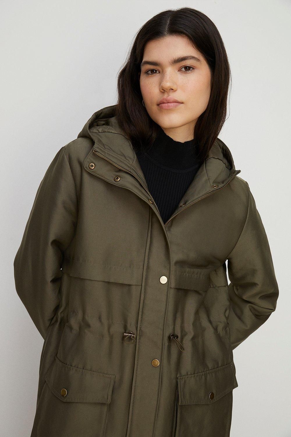 Oasis Padded Winter Midi Parka Coat Khaki image 1