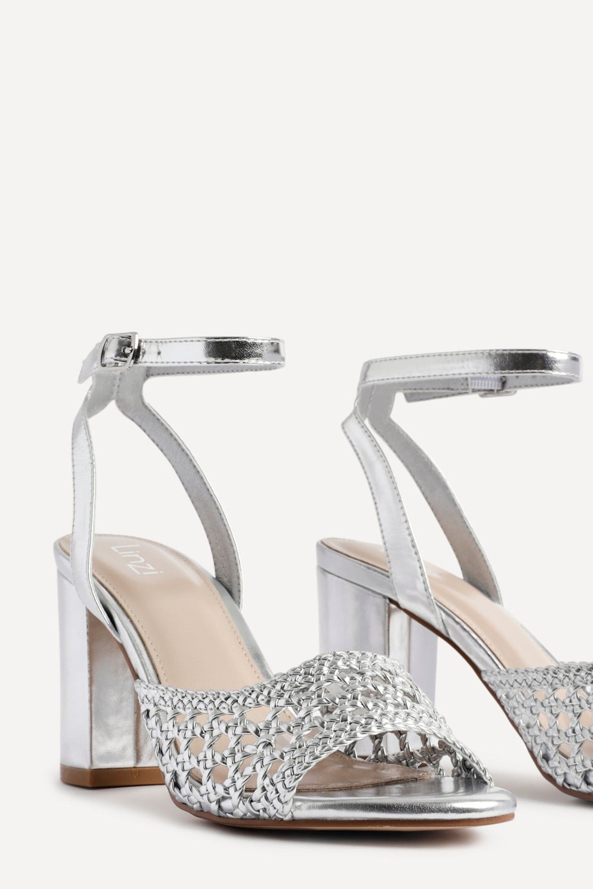 Linzi Bridget Silver Faux Leather Handwoven Block Heeled Sandal image 4