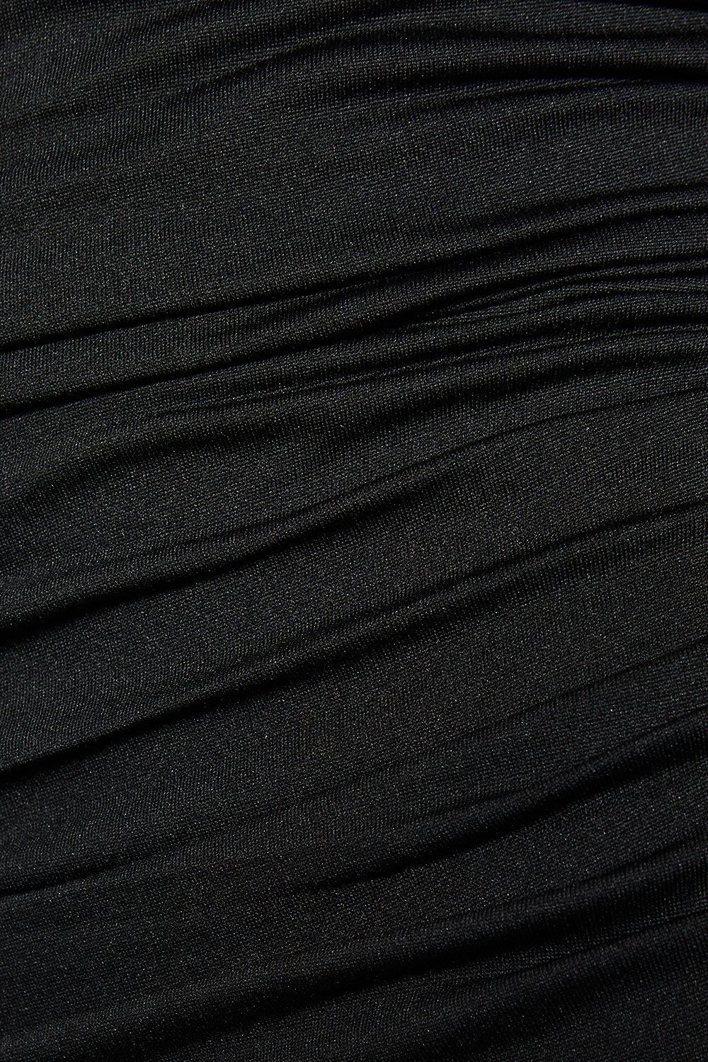 MissPap Bardot Ruched Body Pleated Skirt Maxi Dress Black image 5