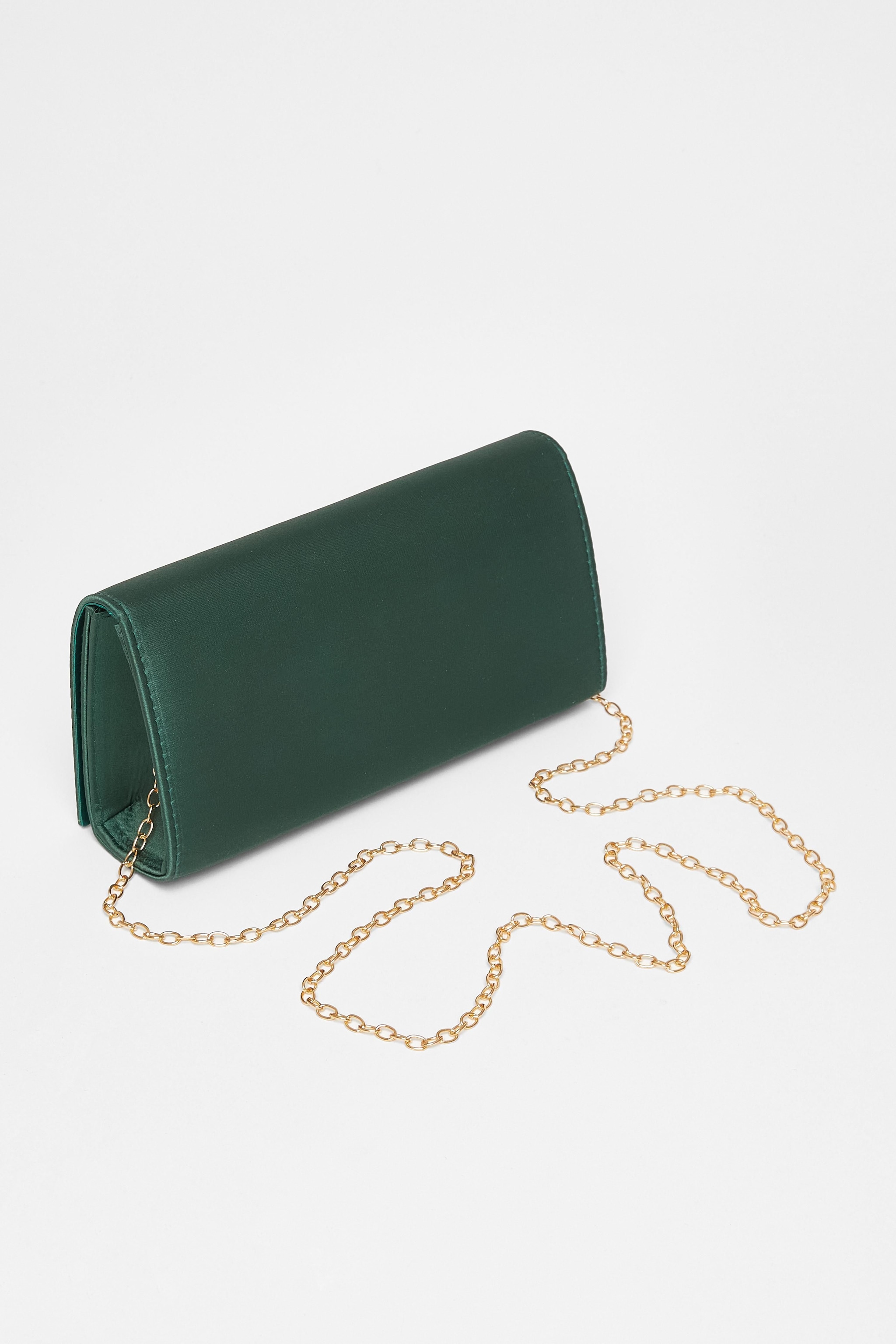 Quiz Green Satin Long Clutch Bag image 4