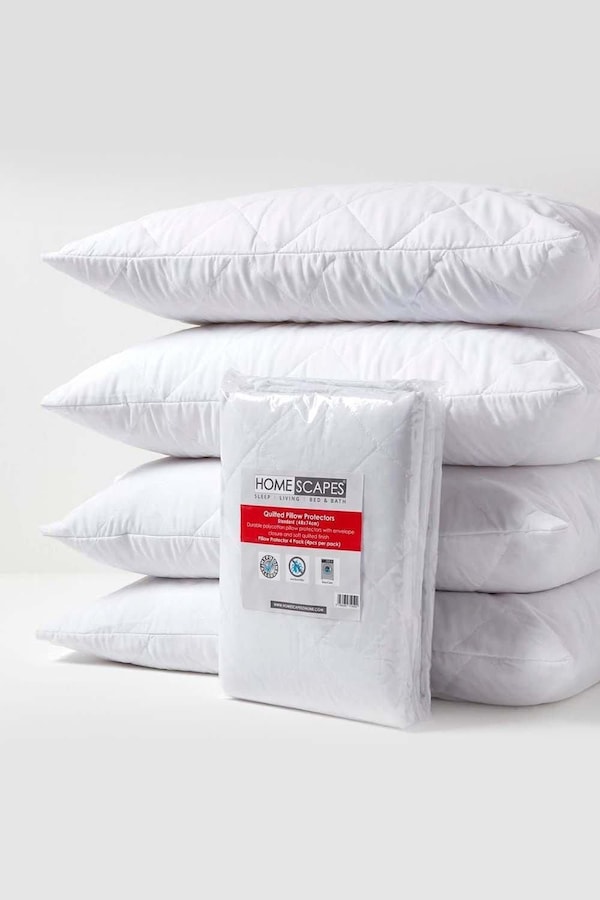 Homescapes Quilted Pillow Protector, Pack of 4