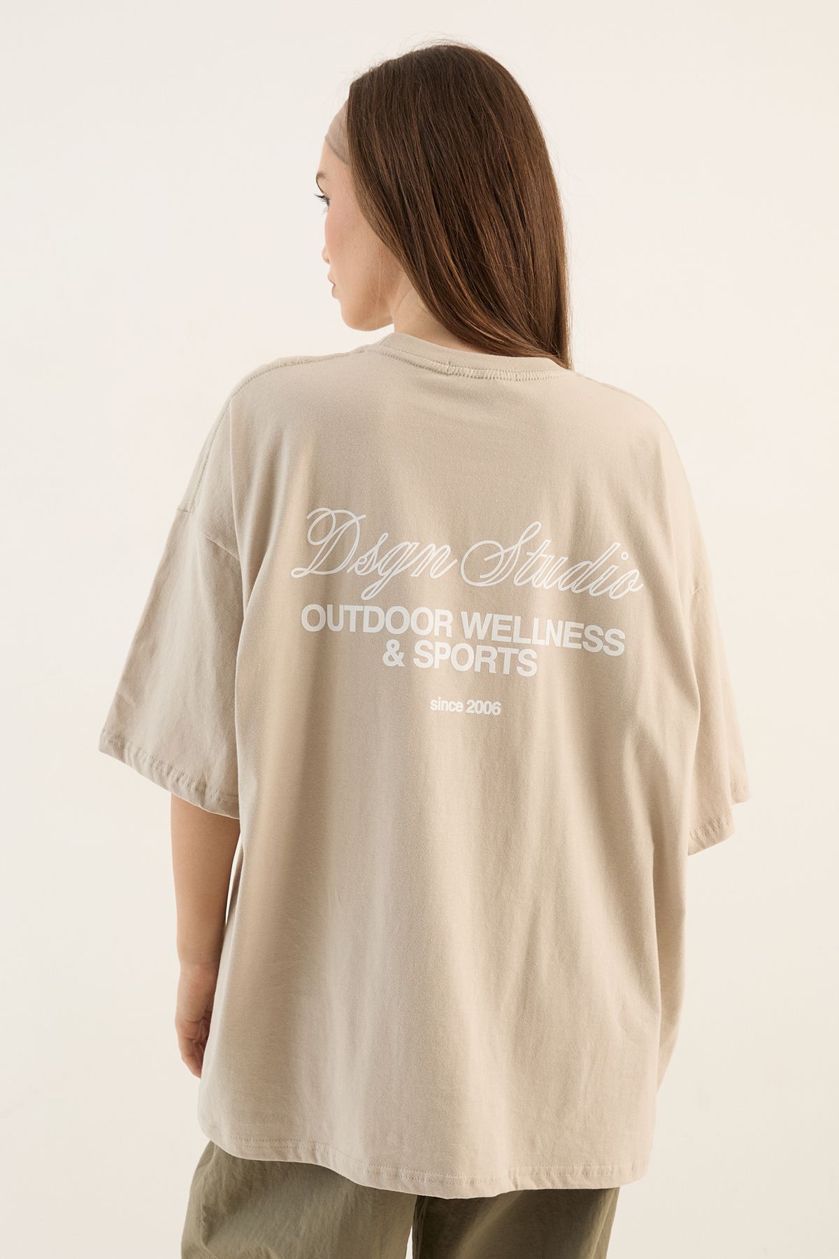 DSGN Studio DSGN Studio Outdoor Wellness and Sports Printed Oversized T-Shirt Stone