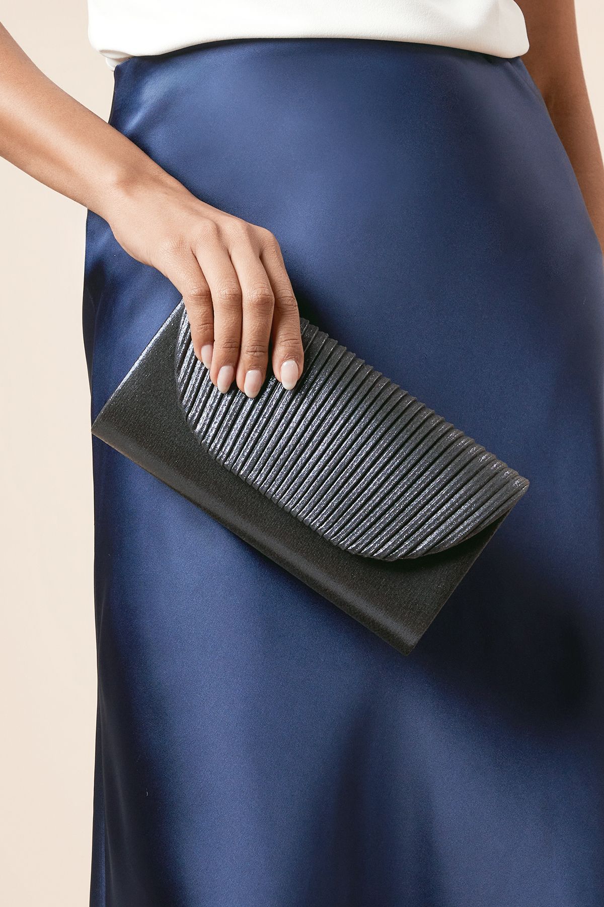 Dorothy Perkins Atlanta Ruched Detail Clutch Bag Navy image 1