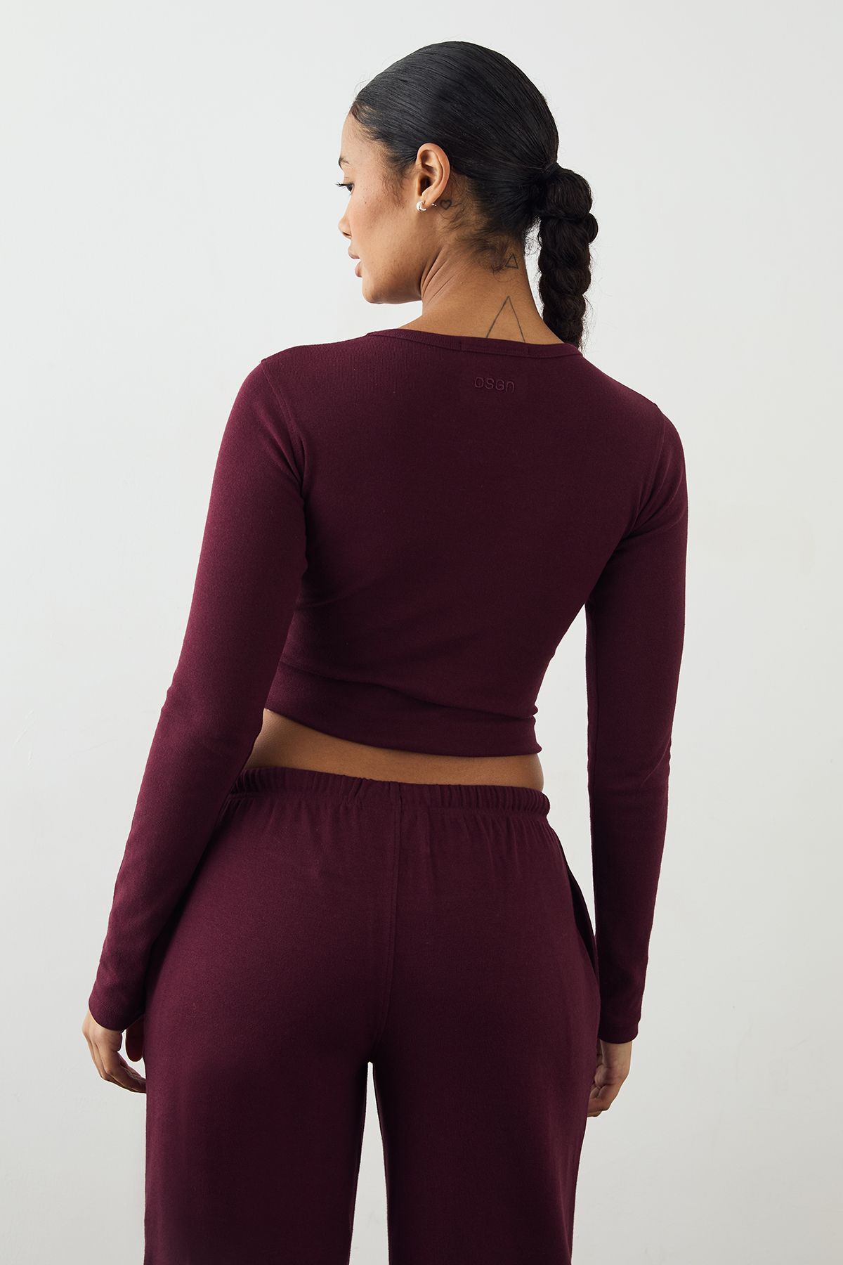 DSGN Studio DSGN Studio Embroidered Long Sleeve Top Burgundy image 2