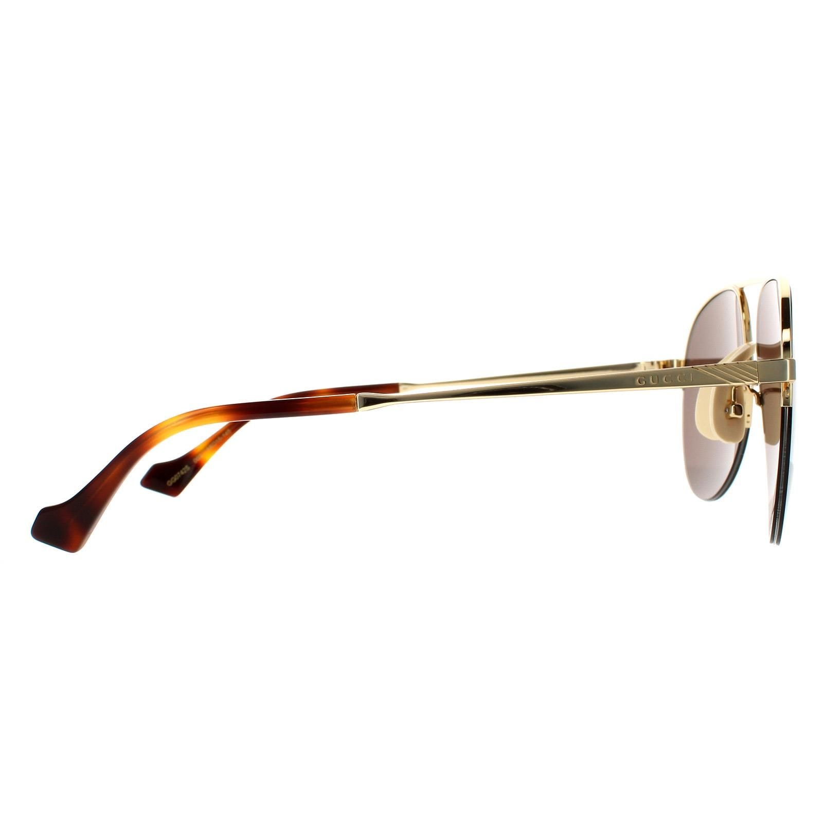 Gucci Aviator Gold Brown Sunglasses image 4
