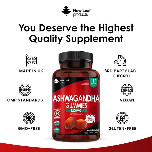 New leaf health Ashwagandha Gummies 1200mg - High Strength 5% Withanolides image 4