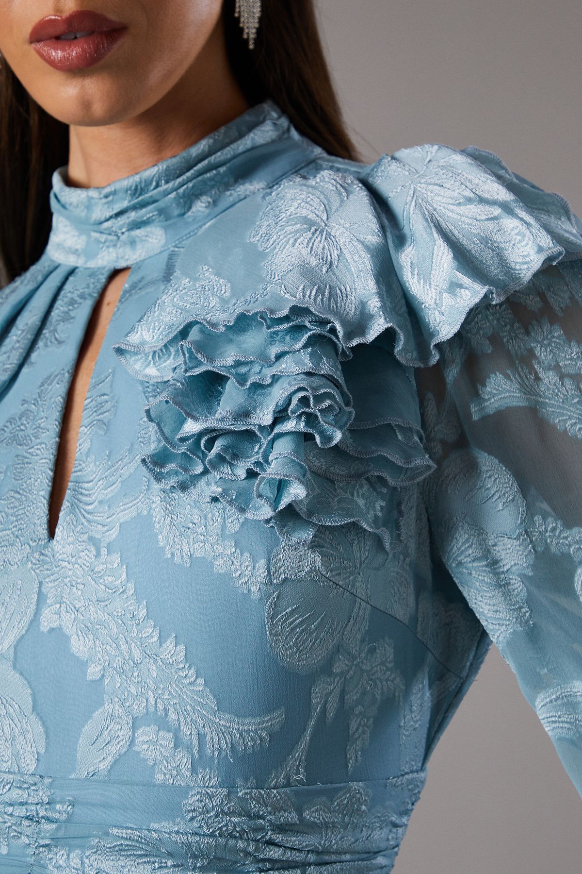 Coast Jacquard Tiered Midi Dress Ice Blue image 5