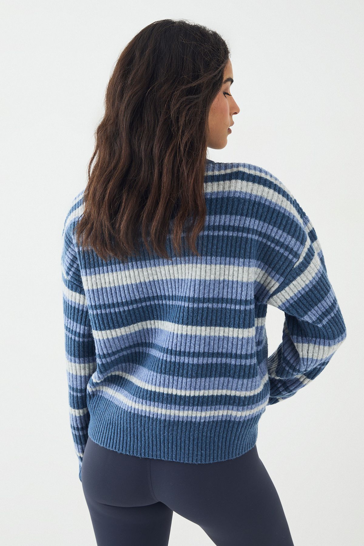 DSGN Studio DSGN Studio Double Zip Through Stripe Knitted Jumper Blue image 2