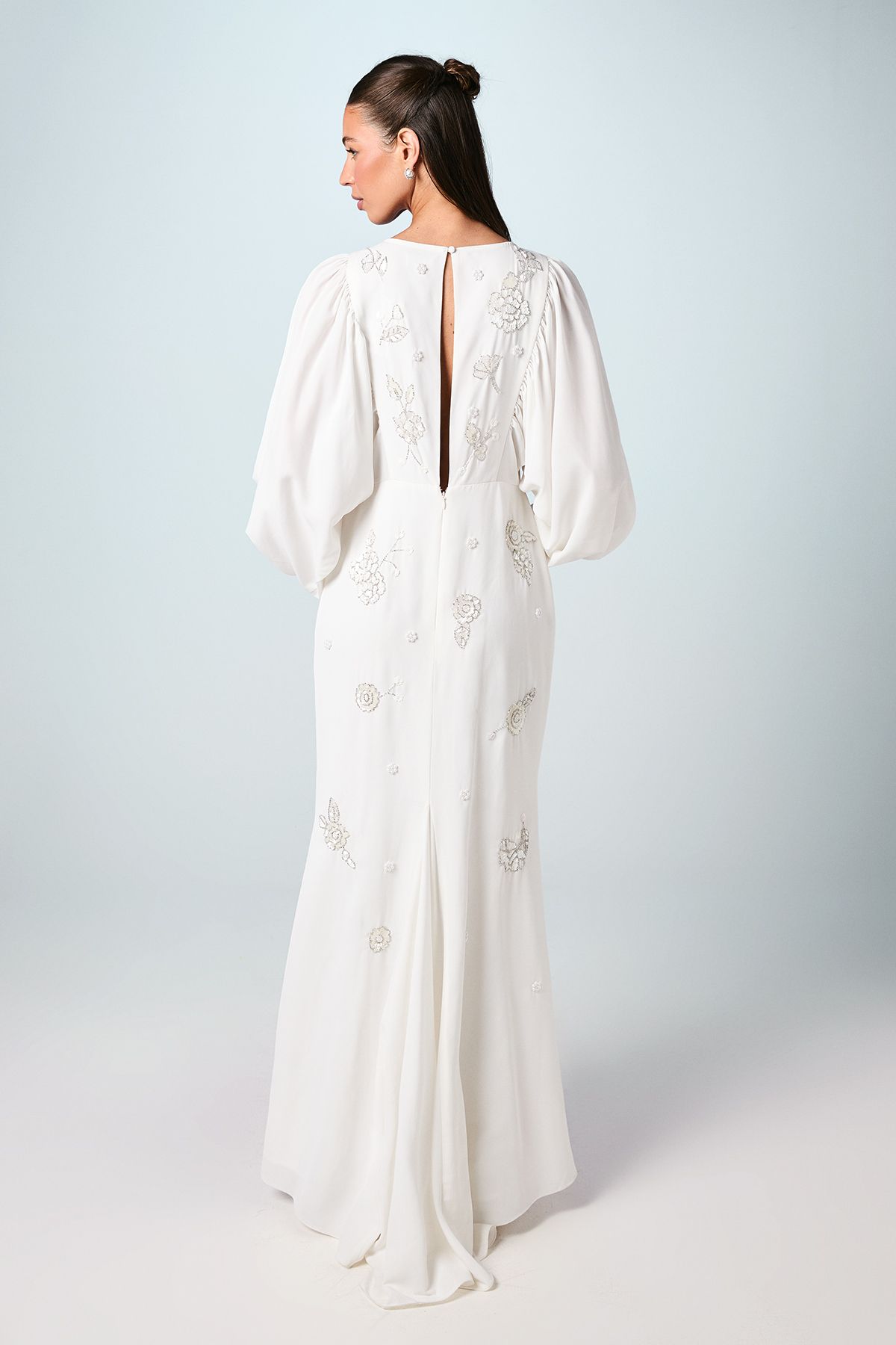 Coast Premium Beaded Floral Embellished Long Sleeve Wedding Dress Ivory image 3