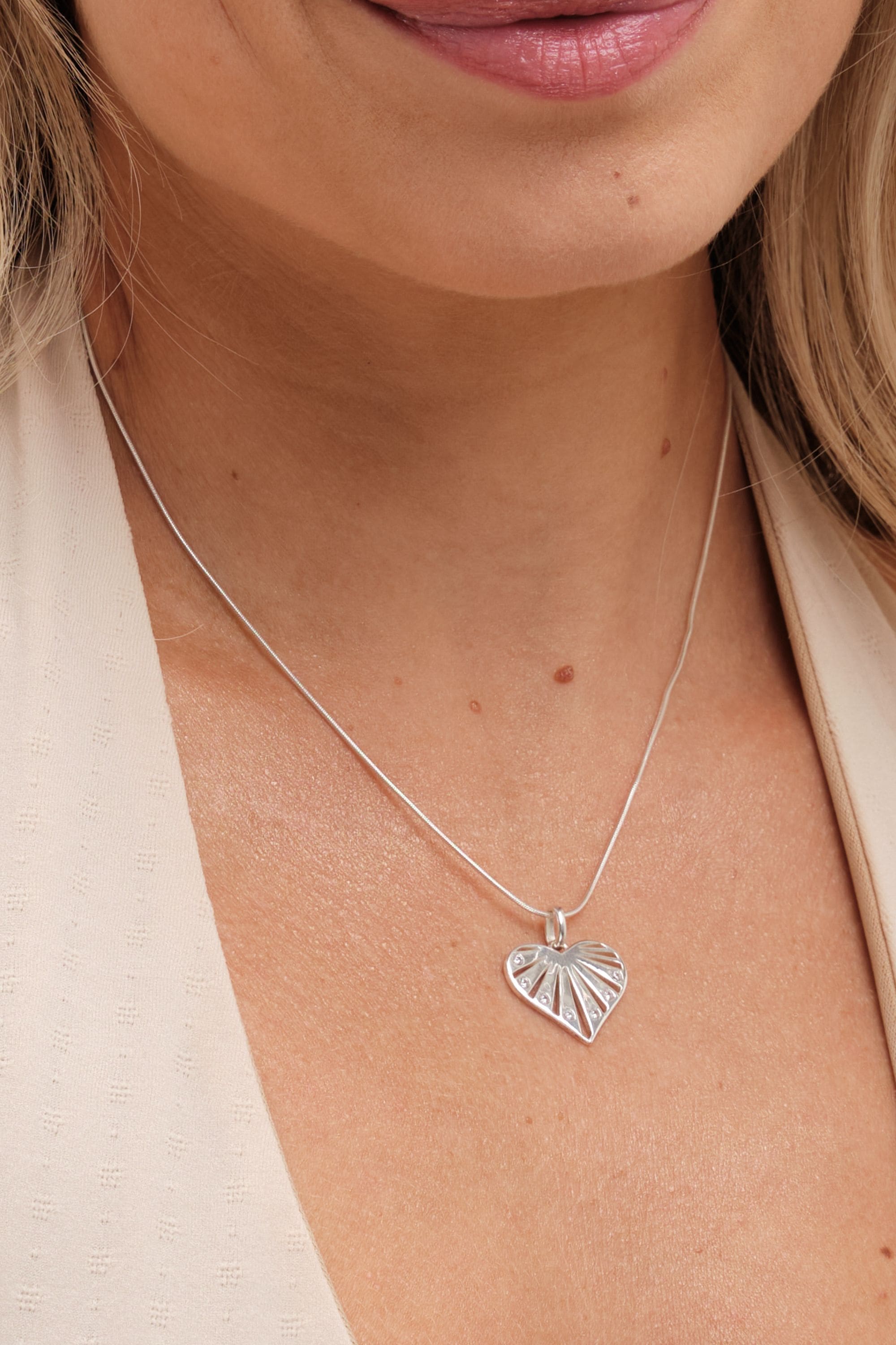 Simply Silver Sterling Silver 925 Cubic Zirconia Cut Out Heart Pendant image 2