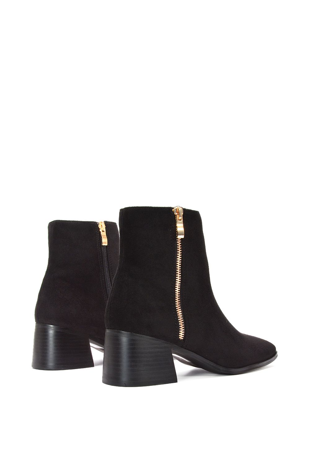 XY London 'Willow' Square Toe Zip Up Mid Block Heel Ankle Booties image 4