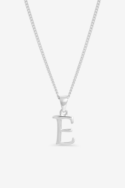 Simply Silver Sterling Silver 925 Initial Pendant - E
