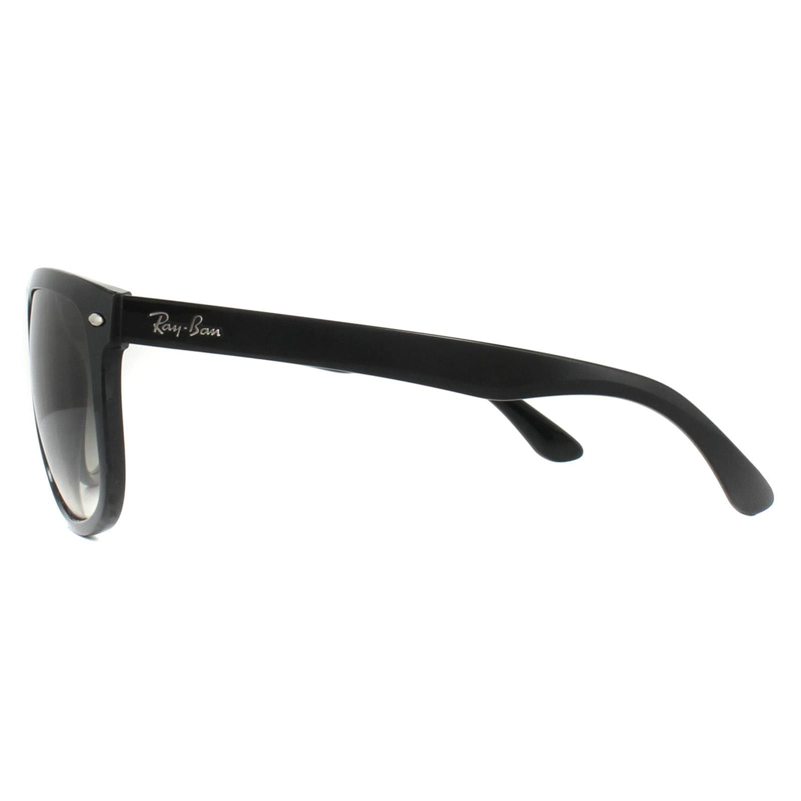 Ray-Ban Oval Shiny Black Grey Gradient Polarized Sunglasses image 3