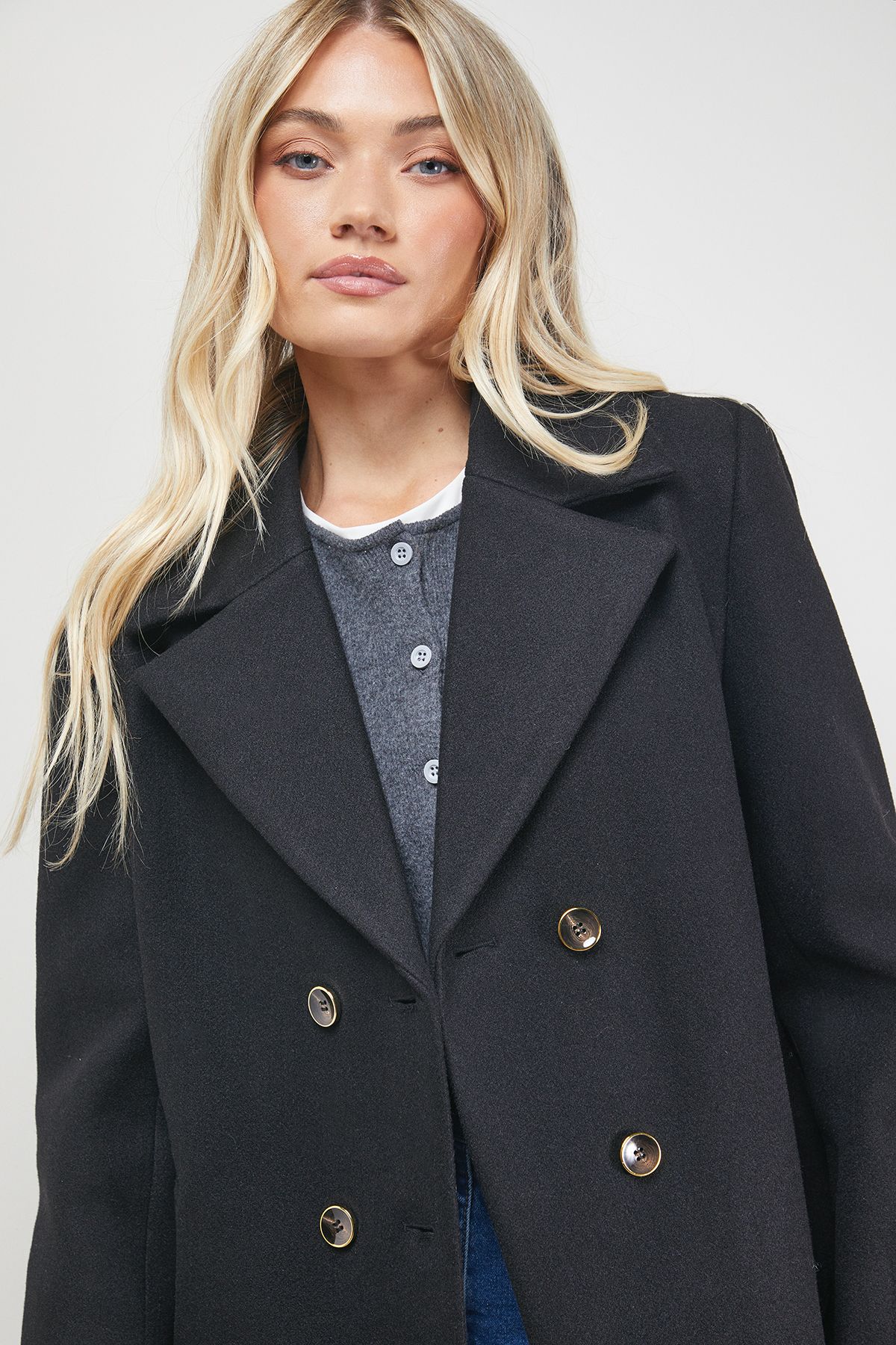 Oasis Double Breasted Blazer Coat Black image 3