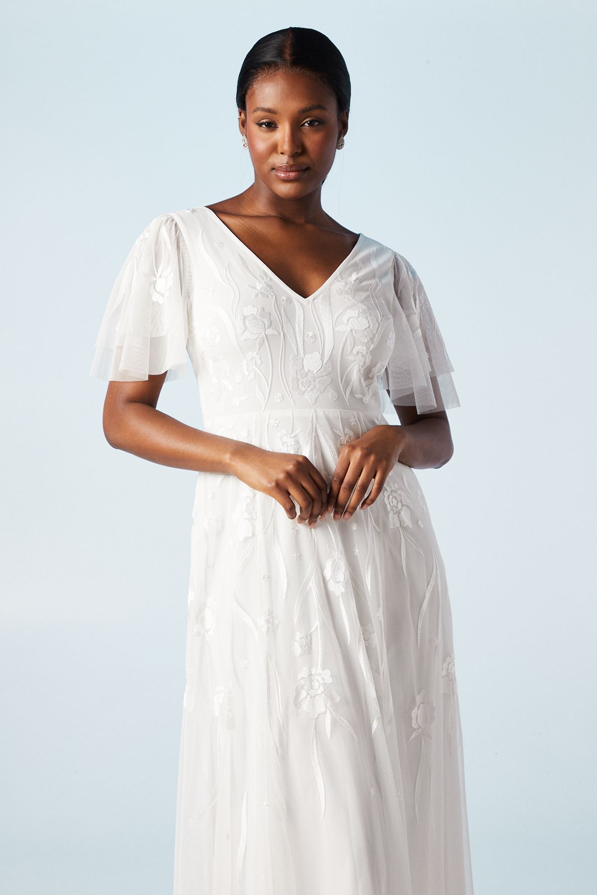 Coast Angel Sleeve Wildflower Embroidered Wedding Dress Ivory image 2