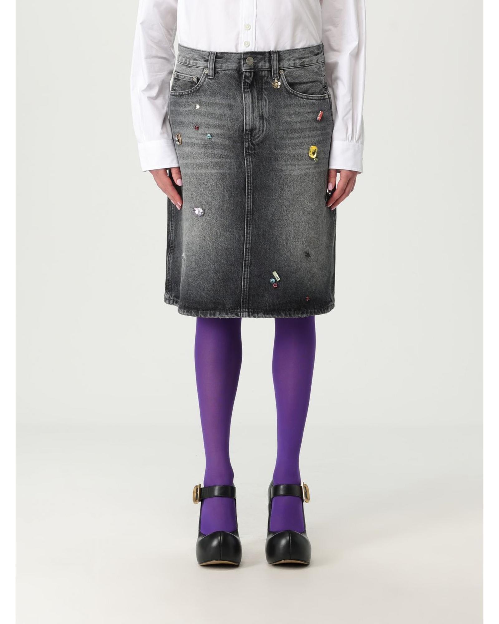 Marc Jacobs Embellished Denim ALine Skirt Wo - Black