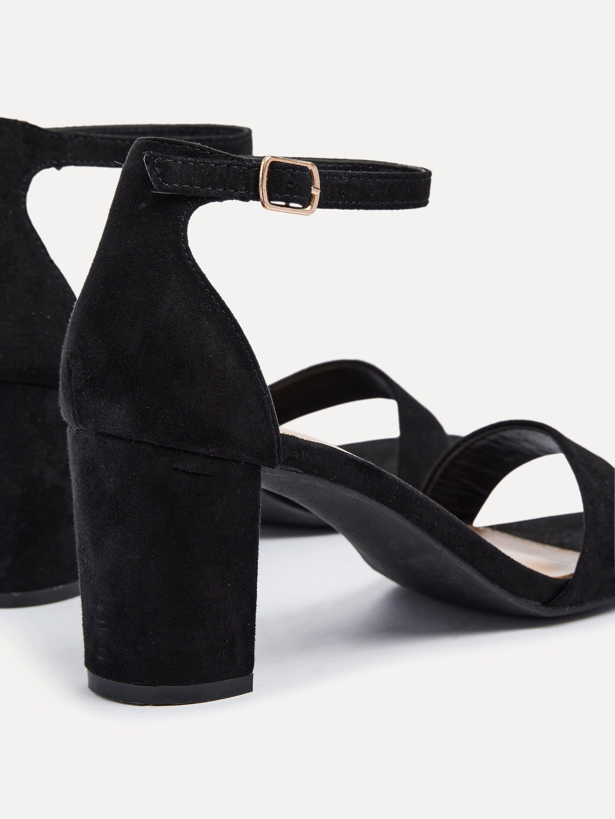 Linzi Frankie Black Faux Suede Barely There Closed Back Block Heeled Sandal image 4