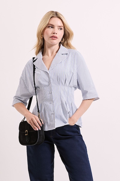 Dorothy Perkins Batwing Pinstripe Corset Shirt Blue