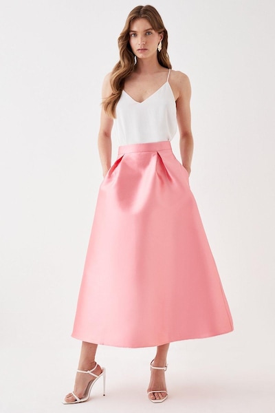 Coast Satin Midi Skirt Pink
