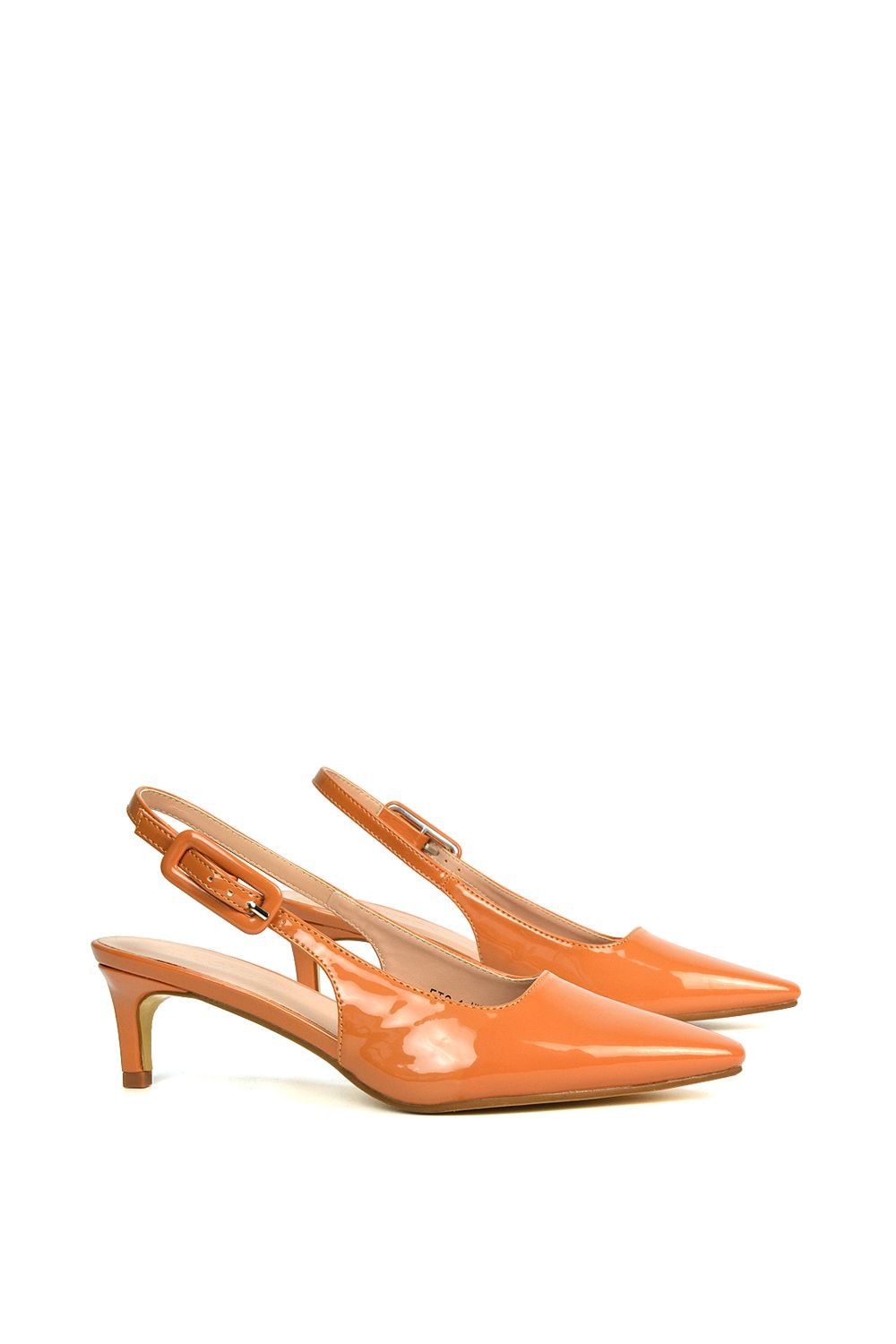 XY London 'Kelly' Low Kitten Heel Slingback Pointed Toe Court Shoes image 4