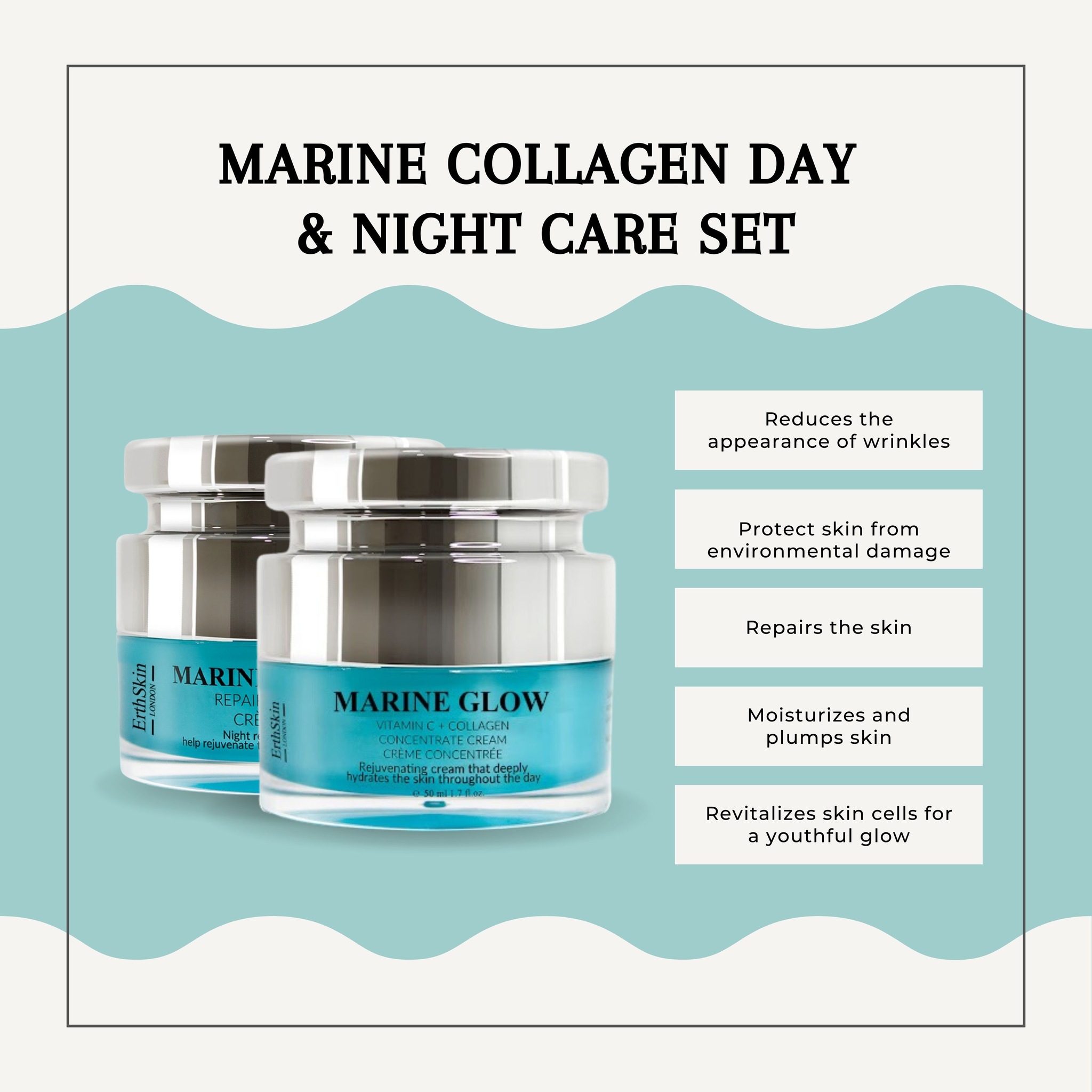 Erth Skin London Marine Glow Vitamin C & Marine Collagen Night Anti-Aging Power Duo image 6