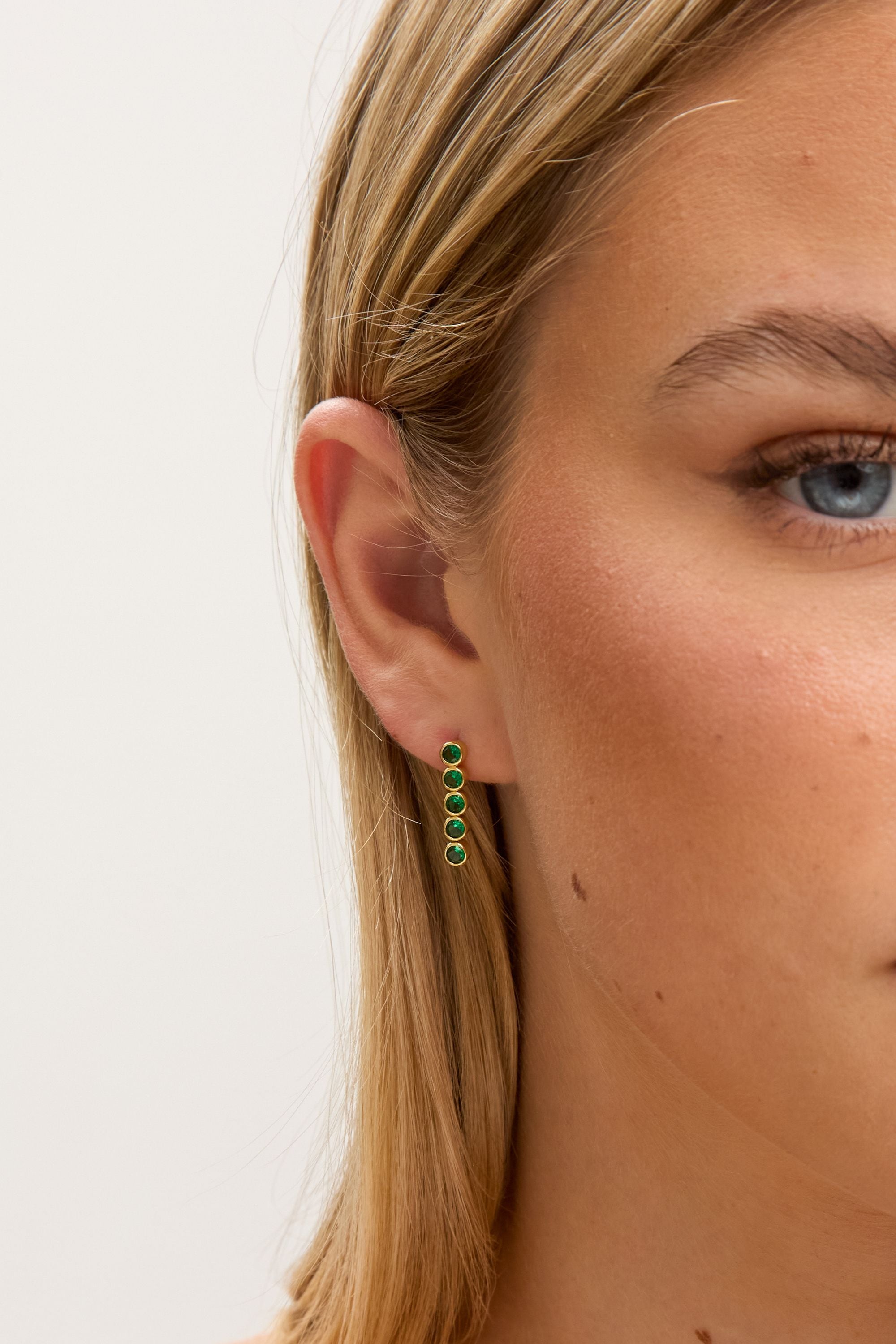 Jon Richard 14K Gold Plated and Emerald Cubic Zirconia Tennis Earrings - Gift Box image 3