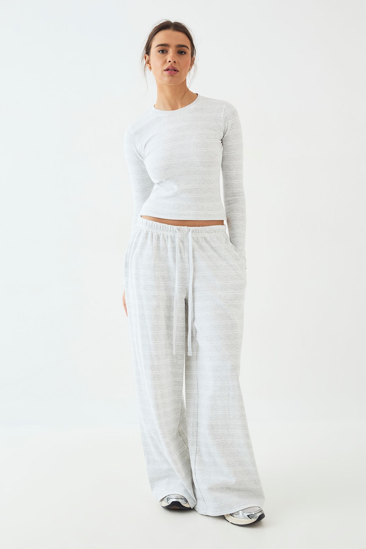 DSGN Studio DSGN Studio Stripe Fitted Long Sleeve Top Ash Grey image 5