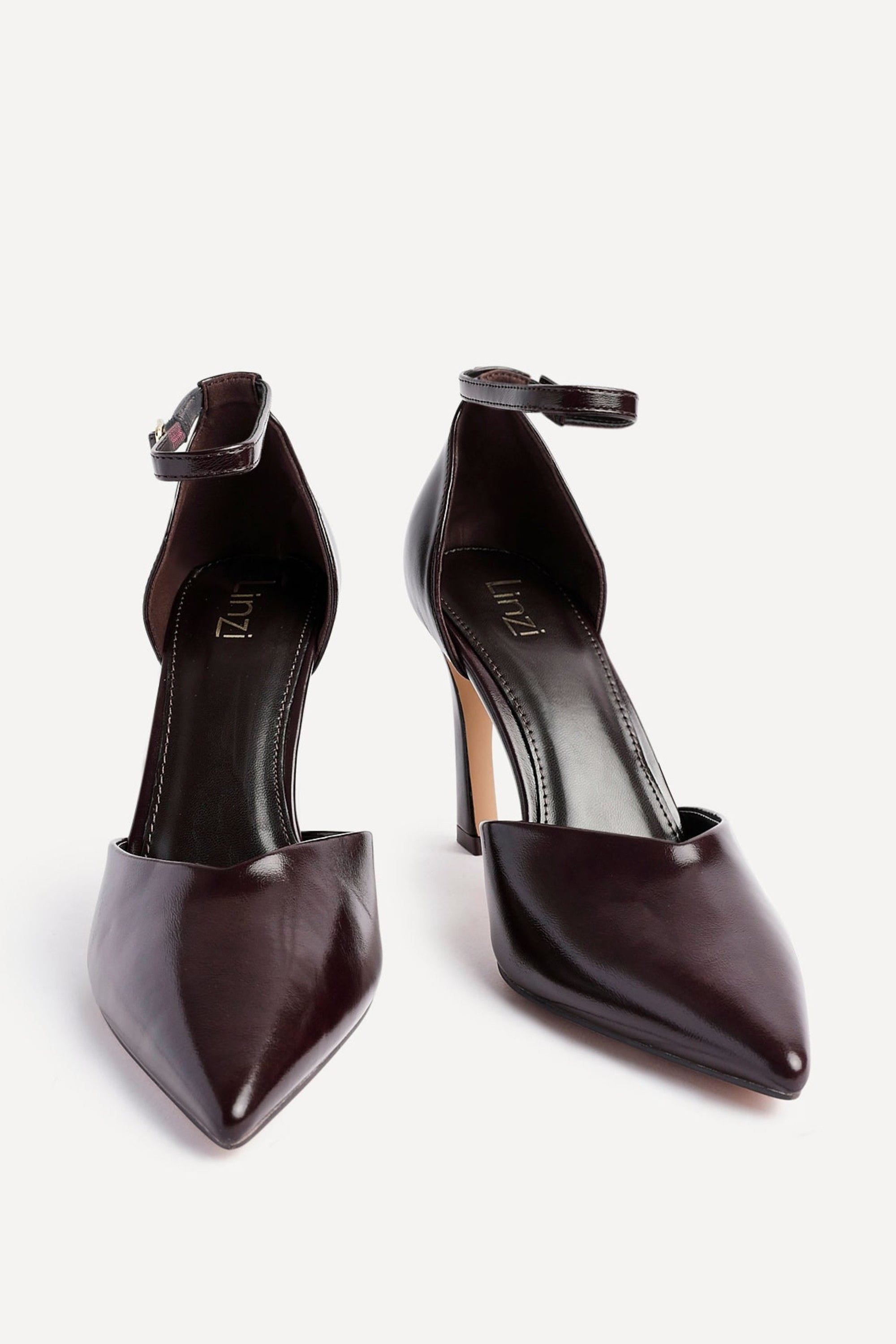 Linzi Moira Brown Faux Leather V Cut Court Heel image 3