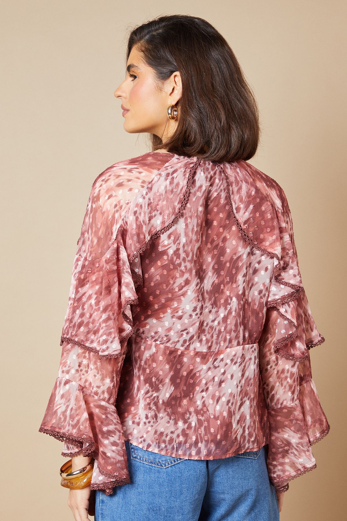 Oasis Boho Ruffle Peplum Blouse Multi image 5