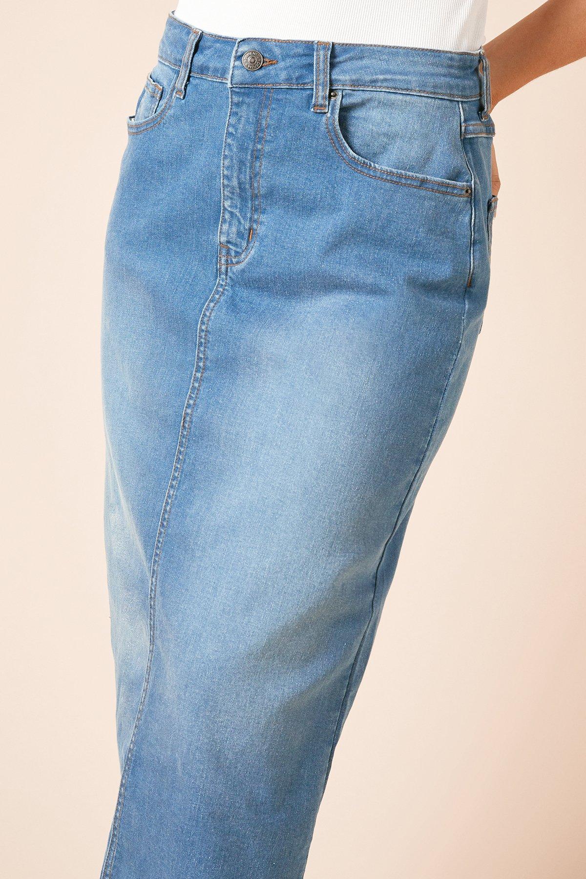Dorothy Perkins Denim Midi Skirt Mid Wash image 4