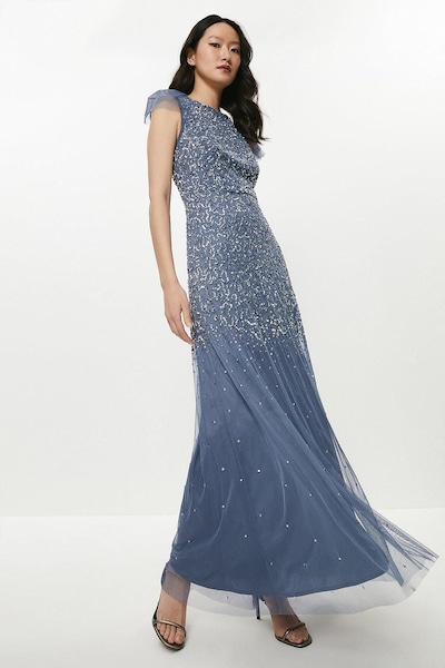 Coast Angel Sleeve Sequin Maxi Dress Blue
