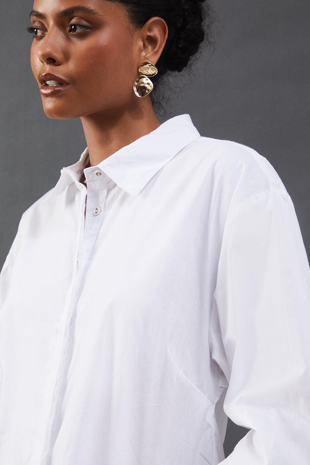Warehouse Poplin Open Tie Back Shirt White image 2