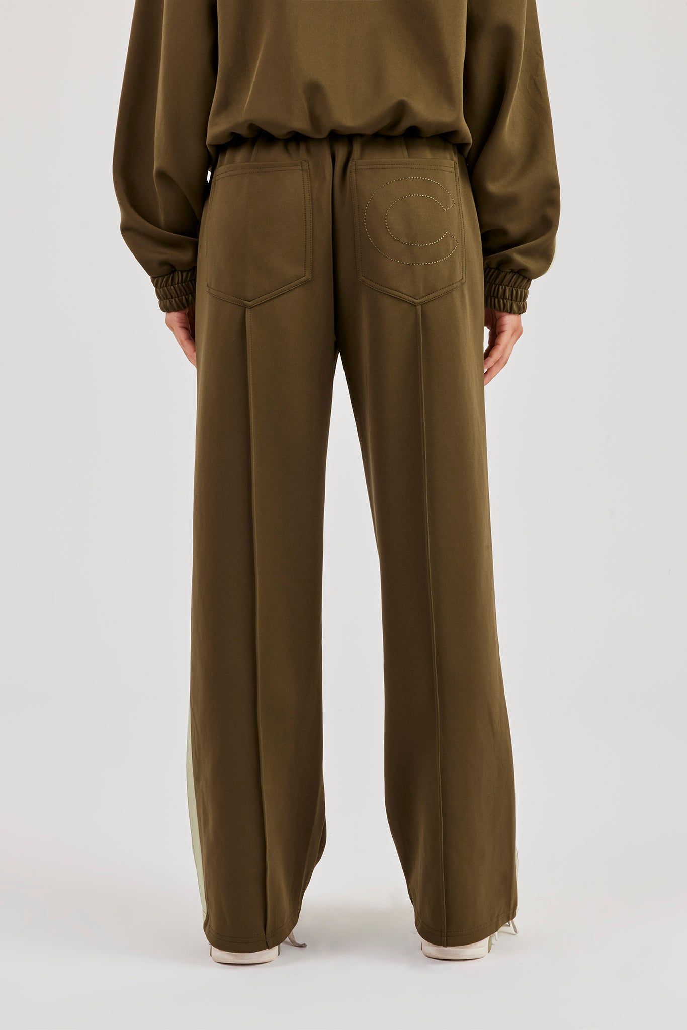 Cernucci Taping Wide Leg Track Pant - Khaki image 4