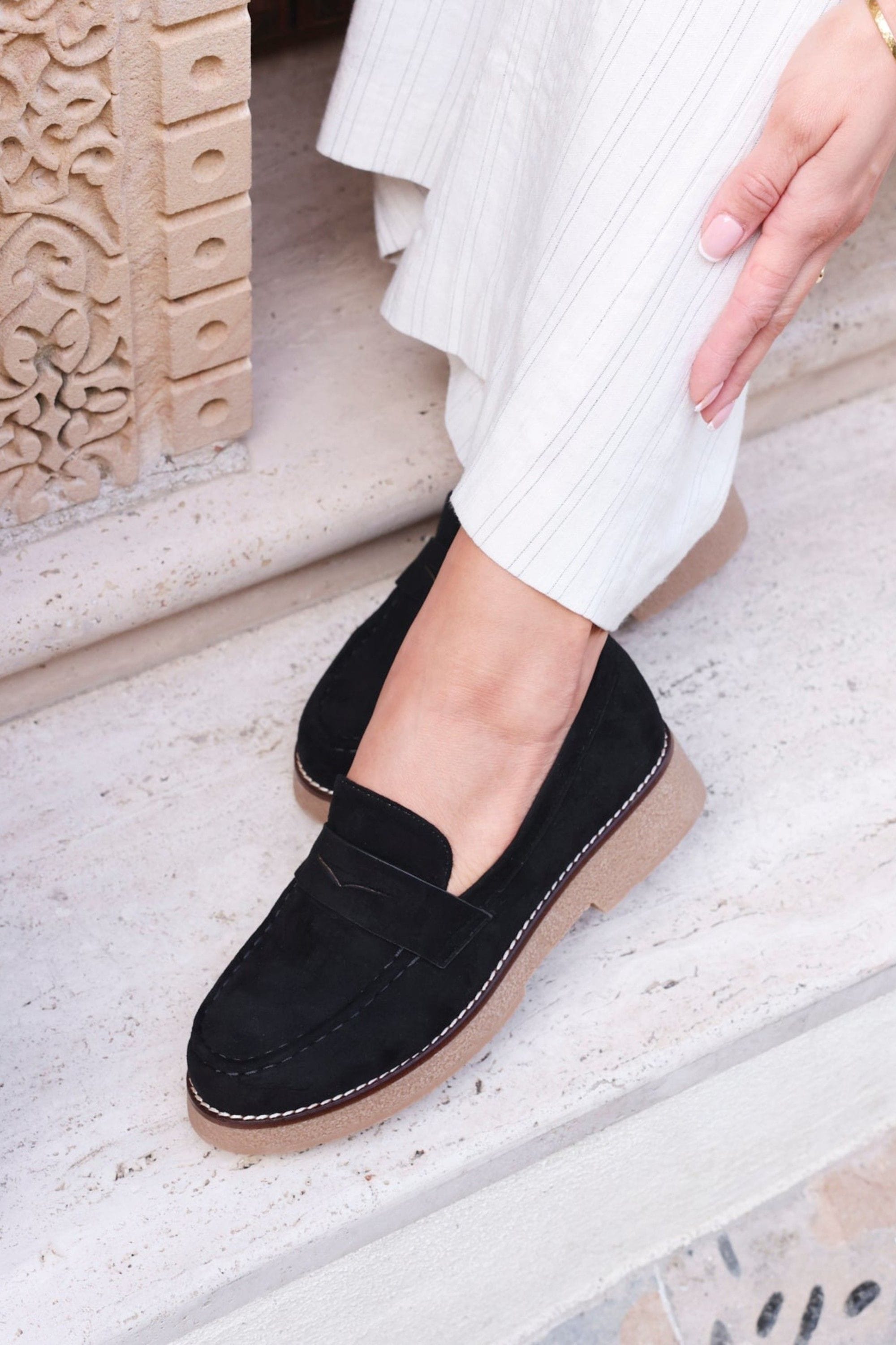 Linzi Poised Black Suede Classic Loafer image 2