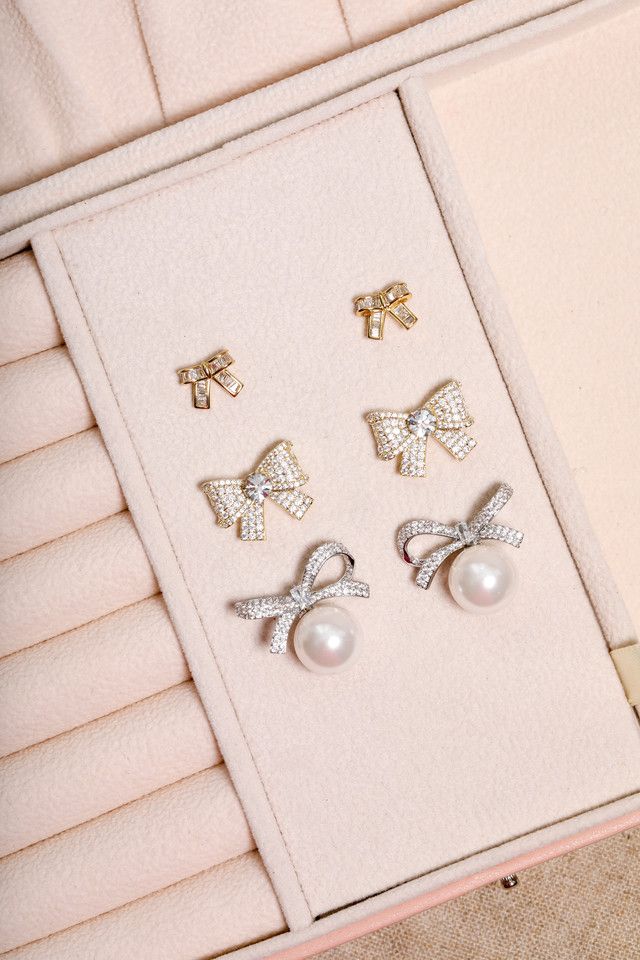 Jon Richard Gold Plated and Crystal Mini Bow Earrings image 3