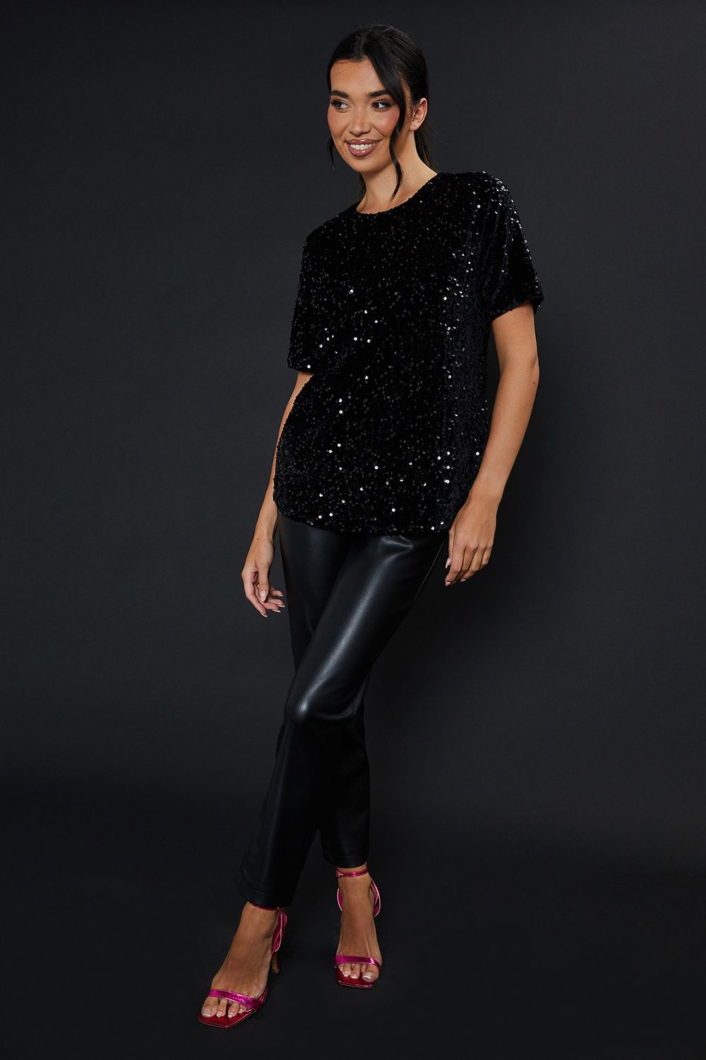 Dorothy Perkins Sequin T-shirt Black image 2