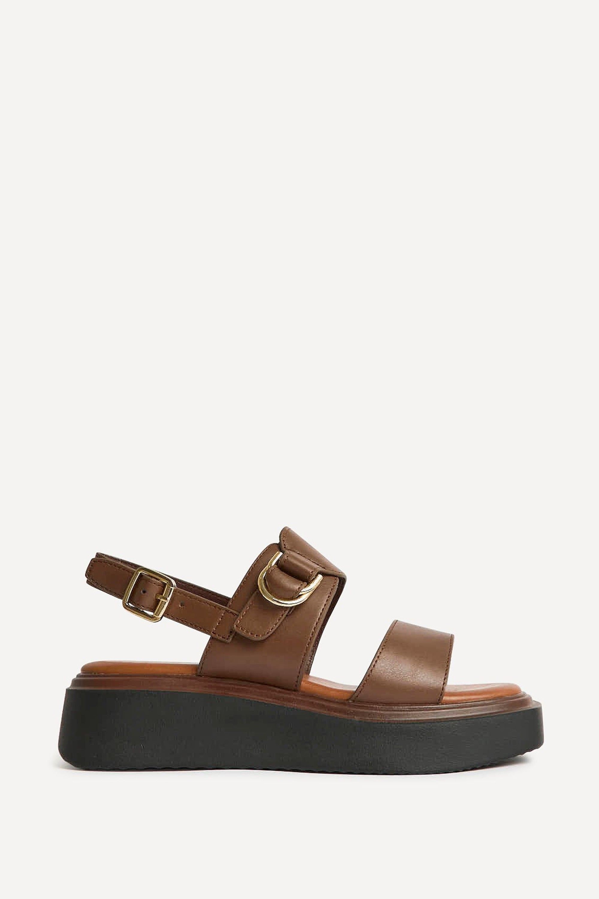 Linzi Shift Brown Faux Leather Flatform Sandals