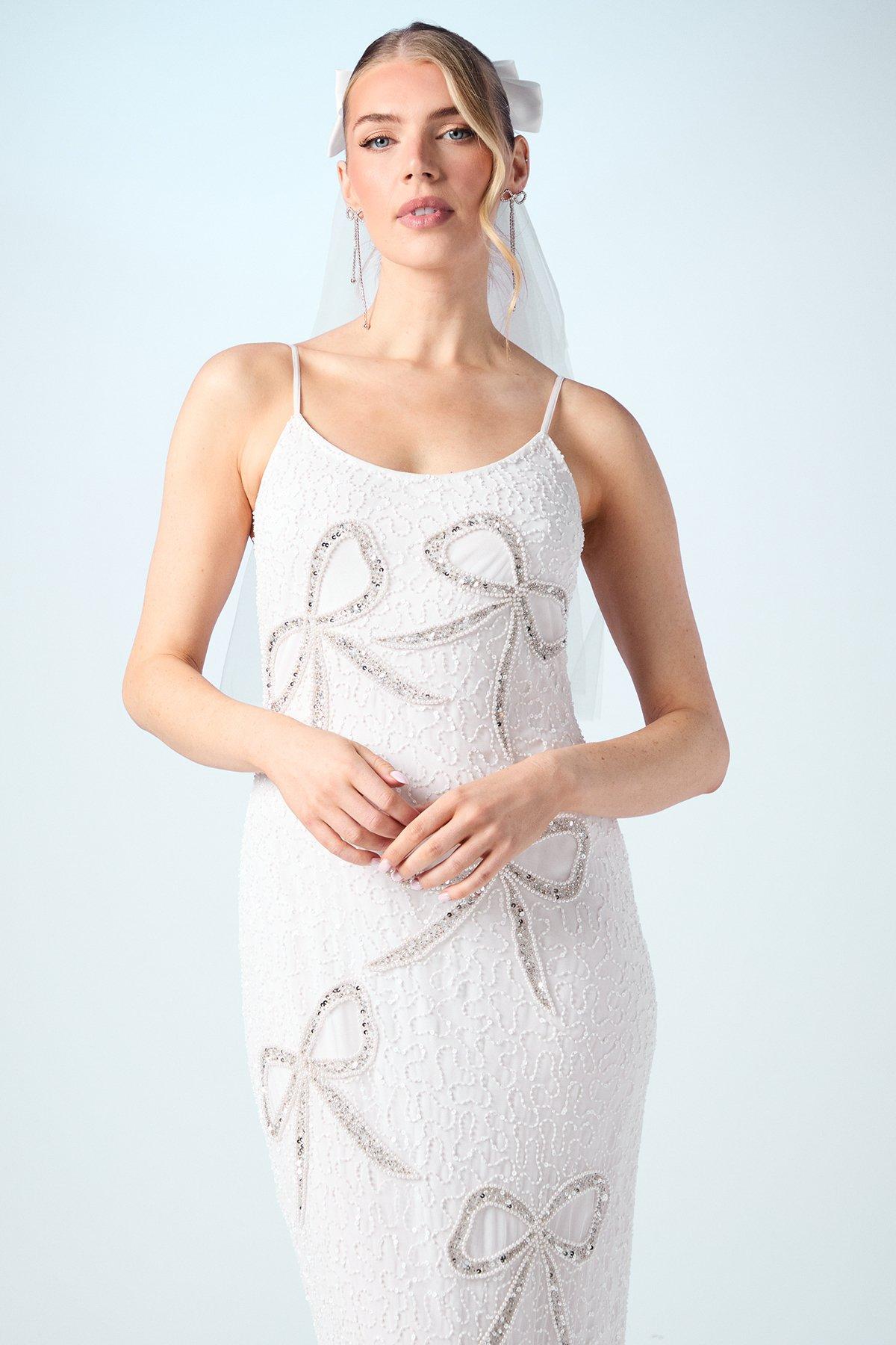 Coast Bow Embellished Maxi Wedding Dress Ivory image 2