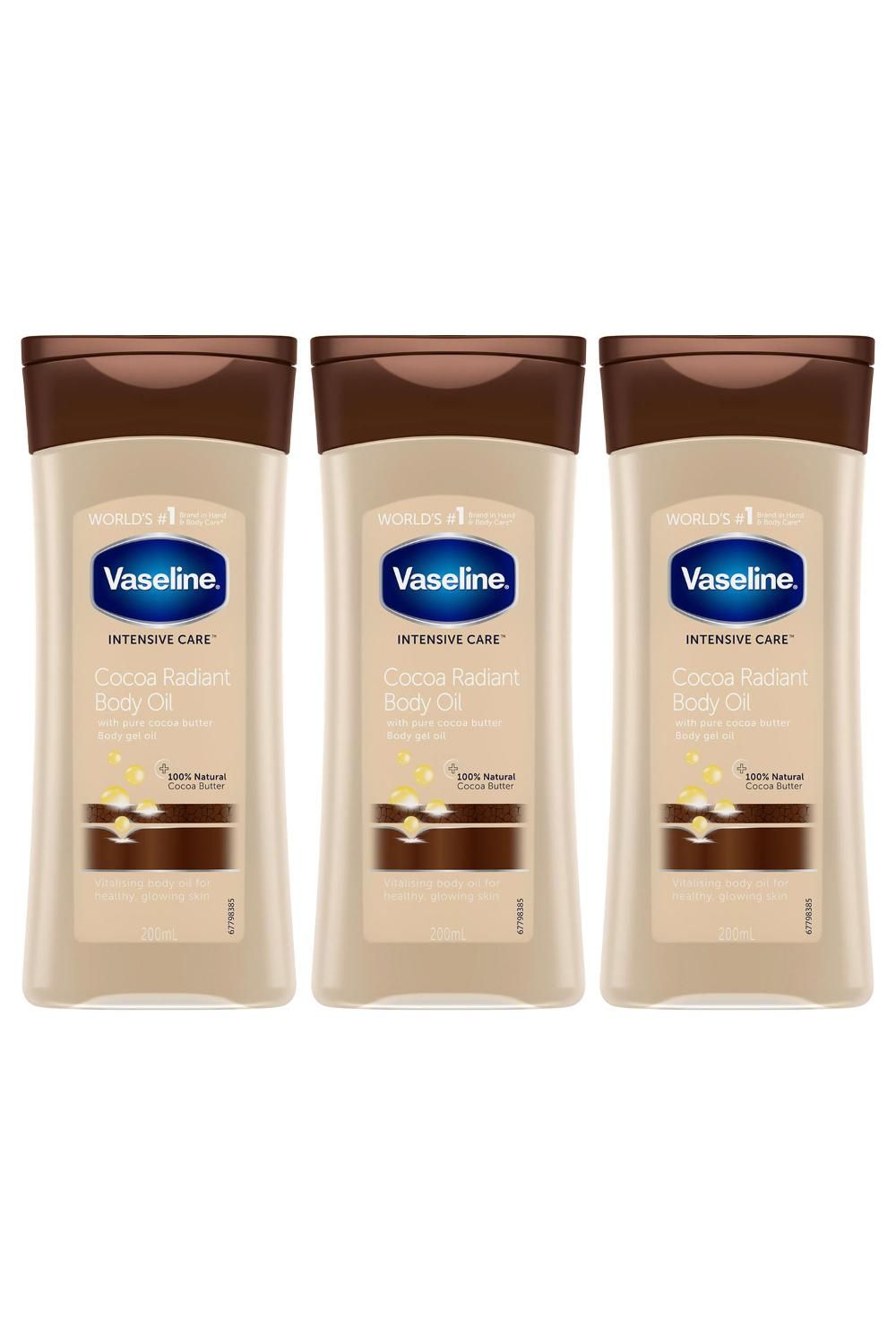 Vaseline 'Body Gel Oil' Intensive Care Cocoa Radiant 200ml, 3pk image 1