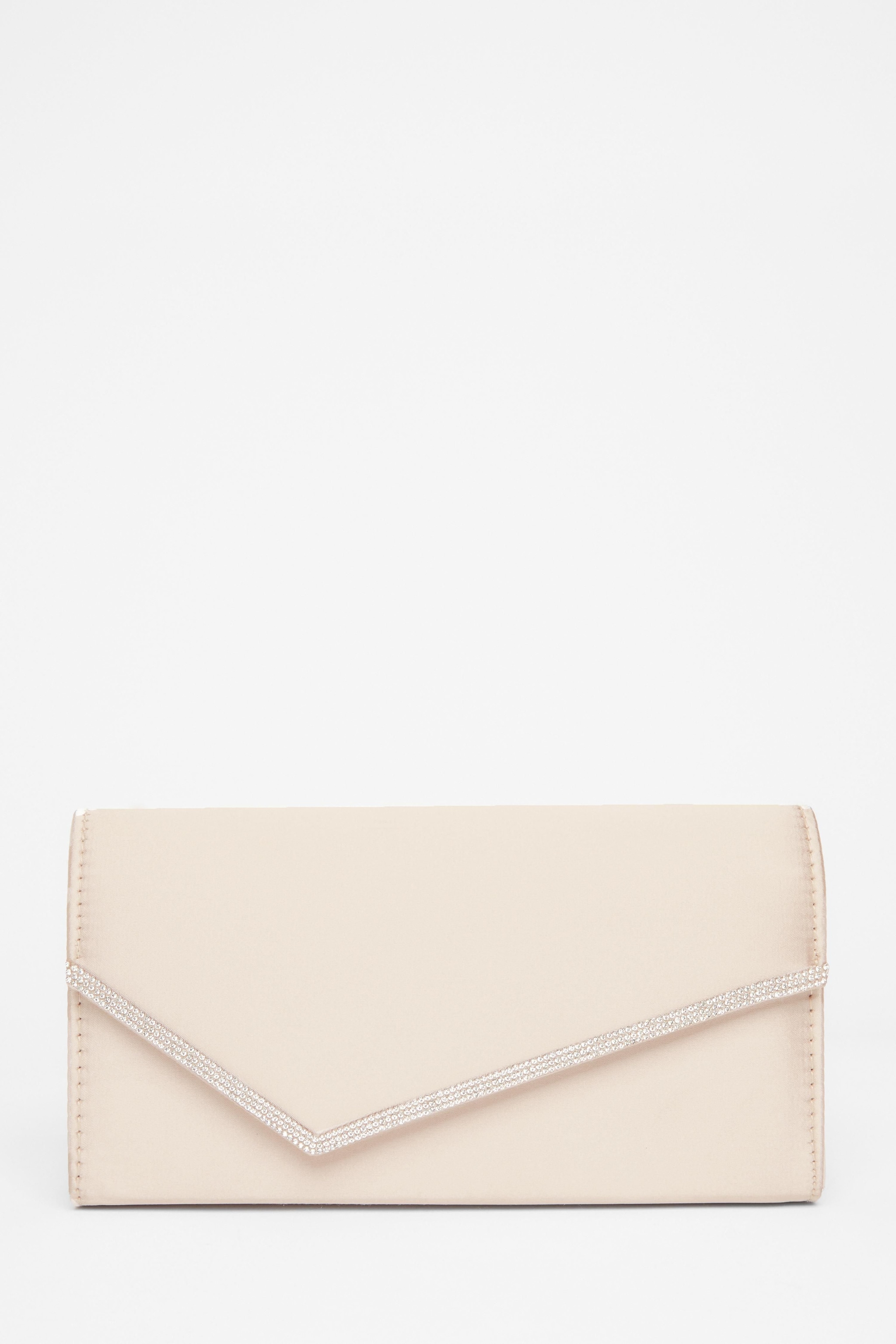 Quiz Off White Diamante Envelope Clutch image 3