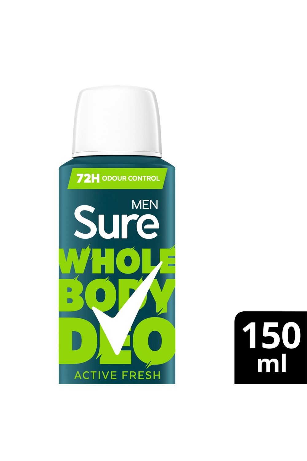 Sure Whole Body 'Deodorant Spray' Active Fresh w/ 72H Odour free 150ml, 3pk image 4