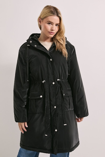 Dorothy Perkins Barrel Sleeve Parka Coat Black